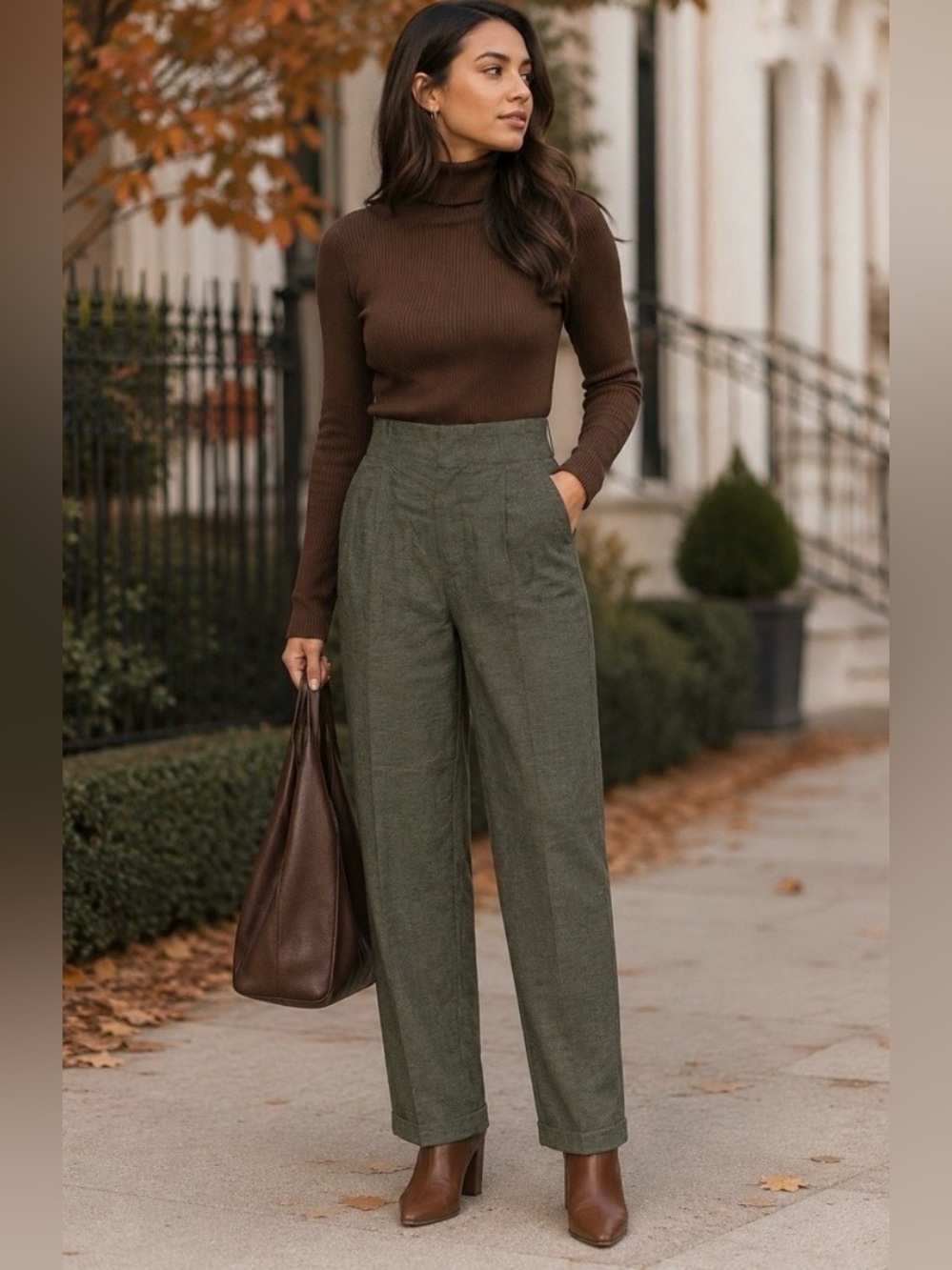 Hemp Momma Luna Pant Olive Green High Rise Trousers Small NWT